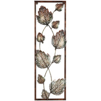 Collectible India Metal Frame Leaf Wall Decor Hanging Modern Leaves Art Wall Mounted Sculpture Showpiece For Home Office Living Room(Size 36 X 12 Inches)