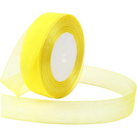 Imprint 1 Inch Yellow Sheer Organza Ribbon, 35 Metres, For Gift Wrapping, Decorations