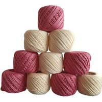 Elexiq Crochet Cotton Thread Yarn For Knitting And Craft Making Combo Pack Of 10 Roll (Multicolour) (Dark Pink + Cream), 180 Gram