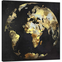 Sechars Modern Black And Gold Wall Art Abstract World Globe Painting Prints On Canvas Modern Office Home Living Room Wall Decor Framed Artwork Ready To Hang