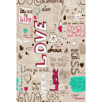 Xs And Os Valentine Special Printed Gift Wrapping Paper (With Satin Ribbon),Pack Of 5 Count,Multicolor