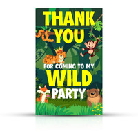 Zyozique Jungle Theme Thank You For Coming To My Wild Party Tags For Birthday,Jungle Thank You Label Tags For Birthday,Bridal Shower, Wedding, Baby Shower, Thanksgiving Favor (Pack Of 30)