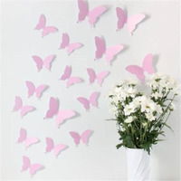 Jaamso Royals Light Pink Pvc Vinyl 3D Butterfly Decorative Peel And Stick Home Decor Art Decal Self Adhesive Wall Sticker - 12 Pcs