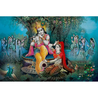 Printnet 300Gsm Thick Paper Laminated Hd Lord Radha Krishna Wall Poster (Multicolour, 12X18 Inch)