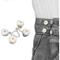 Xvia Pant Waist Tightener Reusable Waist Button Tightener, Free Alloy Reusable Adjustable Removable Button Pins(2 Pcs)(Flower)