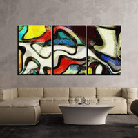 Printelligent Canvas Wall Paintings Big Size 3 Panel Beautiful Wall Art Painting Wooden Framed (18 X 36 Inch) (Modern Art_05)