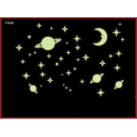Jaamso Royals 'Radium Moon & Falling Stars' Glow In Dark Sticker (Pvc Vinyl, 21 Cm X 29.7 Cm, Ceiling Decor Stickers)