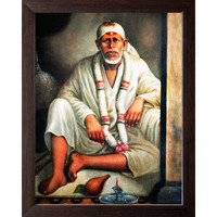 Art N Store Rare Picture Of Sai Nath, Hd Printed Religious & Wall Decor Poster Painting With Plane Brown Frame (30 X 23.5 X 1.5 Cm_ Brown Wood)
