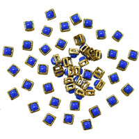 Embroiderymaterial Sew On Beads/Rhinestones/Kundan Stones Mirrors For Craft Work, Embroidery Work, Jewellery Work, Aari Work, Maggam Work Etc (Square Shape, Blue Color, 6Mm, 50 Pieces)