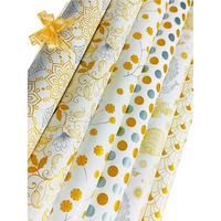 Ofixo (Md-105) Gift Wrapping Paper, Gift Paper, Roll, Gift Papers Sheets, Gift Cover Rapping Paper, Gift Packing Paper Sheet For Gift Packing (Mix Design - Pack Of 6 With 6 Ribbon & 6 Sticker)