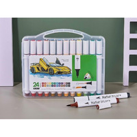 Nizomi 24 Pc Color Master Markers Watercolor Soft Flexible Brush Tip Pens Set - Fine & Broad Lines, Vibrant Colors For Kids And Adult Painting Sketching Calligraphy Drawing