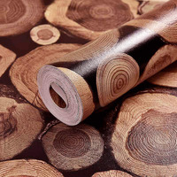 Wolpin Wall Stickers Wallpaper For Furniture (45 X 300 Cm) Living Room Wood Grain Log Latest Decoration Nature Pvc Decal Self-Adhesive, Brown