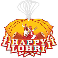 Festiko 24 Pcs Happy Lohri Gift Tags With String, Lohri Tags, Lohri Gift Wrapping Tags, Lohri Gift Packaging Tags, Lohri Labels With String