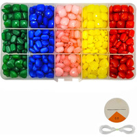 Indikonb Opaque Plastic Beads Set With Storage Organiser Box | Craft Beads For Jewelry Making Supplies | Opaque Acrylic Beads For Diy Crafts, Jewelry, And Accessories (Heart + Squre+ Tablet)