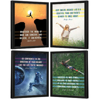 Chaka Chaundh Composite Wood Suitable Unique Motivational Good Quotes Posters With Frame (Multicolour, 34 Cm X 27 Cm X 4 Cm) - Combo Set Of 4