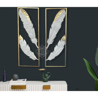 Dsh Metal Wall Art Wall Sculptures Hanging Perfect For Home Decorations Living Room Bedroom. (39-Feather-2P)