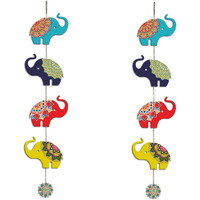Artvibes Colorful Elephants Wall And Door Hanging For Home | Office | Living Room | Gift | Decorative Items For Home Wall | Front Door Hanging | Entry Wall Decoration Items (Wh_5206N), Set Of 2