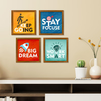 Artvibes Modern Motivational Quotes Art Wooden Wall Frames Without Glass Decorative Item For Living Room Office Decor Modern Artwork Painting Wall Mount Hanging Decoration Item (Pf_7336Nn) Set Of 4