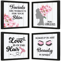 Chaka Chaundh Acrylic - Saloon Wall Frames - Saloon Wall Poster - Beauty Parlour Wall Decoration Framed Posters - Hair Salon Wall Decoration Posters - (11 X 11 Inches) Set Of 4