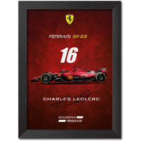 Tenorarts Charles Leclerc Poster Frame Ferrari Sf 23 F1 Racing Car Formula One Photo Framed Painting With Matt Finish Black Texture (12 Inches X 9Inches)