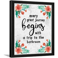 Chaka Chaundh - Bathroom Posters With Frame - Bathroom Quotes Framed Posters - Washroom Quotes Frames - Toilet Quotes Wall Hanging - (14 X 11 Inches) (Floral)