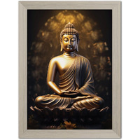 Tenorarts Gautam Buddha Photo Frame Vastu Abstract Modern Art Framed Aesthetic Wall Painting With White Wooden Texture For Living Rooms Bedroom Office - Wall Paintings/Hangings (12Inches X 9Inches)
