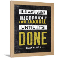 Chaka Chaundh Wood - Motivational Quotes Frames -Photos With Quotes For Office,Student And Study Room -(14 X 11 Inches) (It Always Seems Impossible Until Its Done - Yellow)