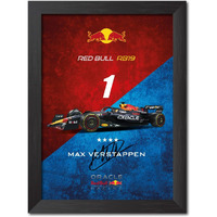 Tenorarts Max Verstappen Poster Frame Rb19 F1 Racing Car Formula One Photo Framed Painting With Matt Finish Black Texture (12 Inches X 9Inches) Updated*