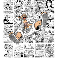 Soulabiti Set Of 20 Manga Style A4 Panels For Wall Art (119 Cm X 105 Cm, With Double Sided Tape) - Illustration For Anime Fans - Multicolor (Luffy Gear 5 Manga Panel)