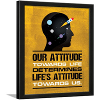 Chaka Chaundh - Motivational Quotes Frames - Framed Posters - Attitude Quotes Frames For Office, Student, Entrepreneur - Quotes Wall Frames - Posters With Frame (Our Attitude Towards - Yellow)