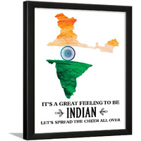 Chaka Chaundh - India Quotes Frame - Indian Poster - Patriotic Wall Decor  Nationalist Framed Poster - (13.6 X 10.6 Inches)