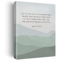 Christian Canvas Wall Art Motivational I Lift Up My Eyes To The Mountains Canvas Print Positive Scripture Bible Verse Painting Home Wall Decor Framed 12X15 Inch