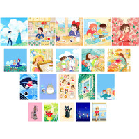 Unquote Aesthetic Anime Pink Wall Art Posters | Set Of 20 In Four Different Sizes, 5 Posters Each | Home & Room Decoration Cartoon Stickers, 300 Gsm Paper Boho Posters With Double-Sided Tape, Perfect For Gifts (Studio Ghibli)