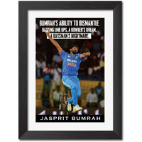 Tenorarts Jasprit Bumrah Poster Frame Indian Cricket Photo Framed Painting With Matt Finish Black Textures (12 Inches X 9Inches)