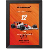 Tenorarts Ayrton Senna Poster Frame Mclaren Mp4 F1 Racing Car 1988 Edition Formula One Photo Framed Painting With Matt Finish Black Texture (12 Inches X 9Inches)