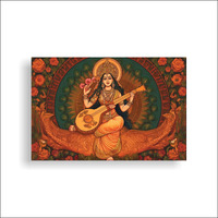 Pixelartz Goddess Saraswati | Retro Illustration | Wall Decorative Canvas Painting For Home, Living Room, Bedroom And Office | Canvas Print | Large(33X22Inch)(83X55Cm)