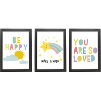 Tied Ribbons Motivational Wall Art Hanging Poster Printed Framed Paintings For Kids Room Bedroom Boys Girls School Home Dcor (Set Of 3, 13.6 Inch X 10.2 Inch)