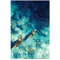 Rangoli 100% Cotton Stretched Canvas Painting 400 Gsm, Framed Boat In Sea Canvas Abstract Wall Art For Living Room, 3D Paintings For Wall Decor (24 X 36 Inch With Frame)