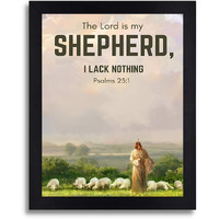 Interio Crafts Bible Verse Wall Frame - The Lord Is My Shepherd Quote Framed Poster - Jesus Quotes Wall Frames - Poster For Home And Office Wall Decor - Psalm 23:1 - Synthetic Wood, 13X10 Inches.