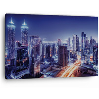 Truecanvas Dubai Downtown Night Scene Uae, Wooden Framed Canvas Paintings For Home Decor | Bedroom, Living Room,Wall Decoration | Wall Art Painting, Ct0136, Size 16 X 24 In