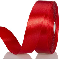 Imprint 1 Inch Wide Red Satin Ribbon, 25 Meter Length, For Crafts And Decorations