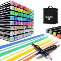 Shuttle Art 60 Pcs Marker Set, Ideal For Drawing, Illustration, And Sketching, Includes Broad And Fine Tip Markers, Perfect For Coloring Books, Comes With A Storage Case For Easy Organization