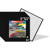 Variety Canvas 5 X 5 Inch Cotton Canvas Board For Painting, 7Oz Primed, Pack Of 6 Piece - Black