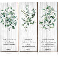 Blulu 3-Piece Bible Verses Wall Art, Wooden Christian Decorations, Rustic Wall Plaques For Home, Multiple Rooms, 4 X 10 Inches