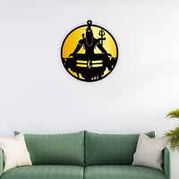 Cvanu Lord Shiva Black Mdf & Golden Acrylic Laser Cutting Wall Hanging For Wall Decoration (8Inchx8.6Inch)_W164