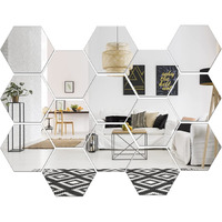Meraki Mart Non Glass Wall Mirror Stickers With Butterfly 3D Acrylic Hexagon Shape Diy Wall Decor Diy Tiles Wall Decor Art For Home, Bedroom, Office, Garden (Silver, Hexagon 20 Pcs With 10 Butterfly)
