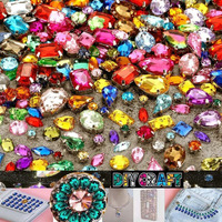 Diy Crafts 70 Pcs, Mix Sizes Color, Sew On Rhinestone Glass Crystals Acrylic Gems With Hole Silver Prong Setting Flatback Claw Mix Shape Mix Size For Diy Crafts Dress Clot(70 Pcs, Mix Sizes Color)