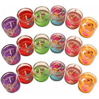 Atorakushon Mini Gel Smokeless Scented Glass Tube T-Lite Candle Decorations For Living Room Pack Of 18 Multi