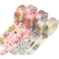 Brijex Gold Foil Washi Tape Set 15Mm Flower Skinny Masking Decorative Tape Pack For Diy Scrapbooking, Crafts, Gift Wrapping, Holiday Decoration (Autumn Floral Pattern 6 Rolls)