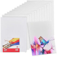 Artlicious Canvases For Painting - Pack Of 12, 9 X 12 Inch Blank White Canvas Boards - 100% Cotton Art Panels For Oil, Acrylic & Watercolor Paint